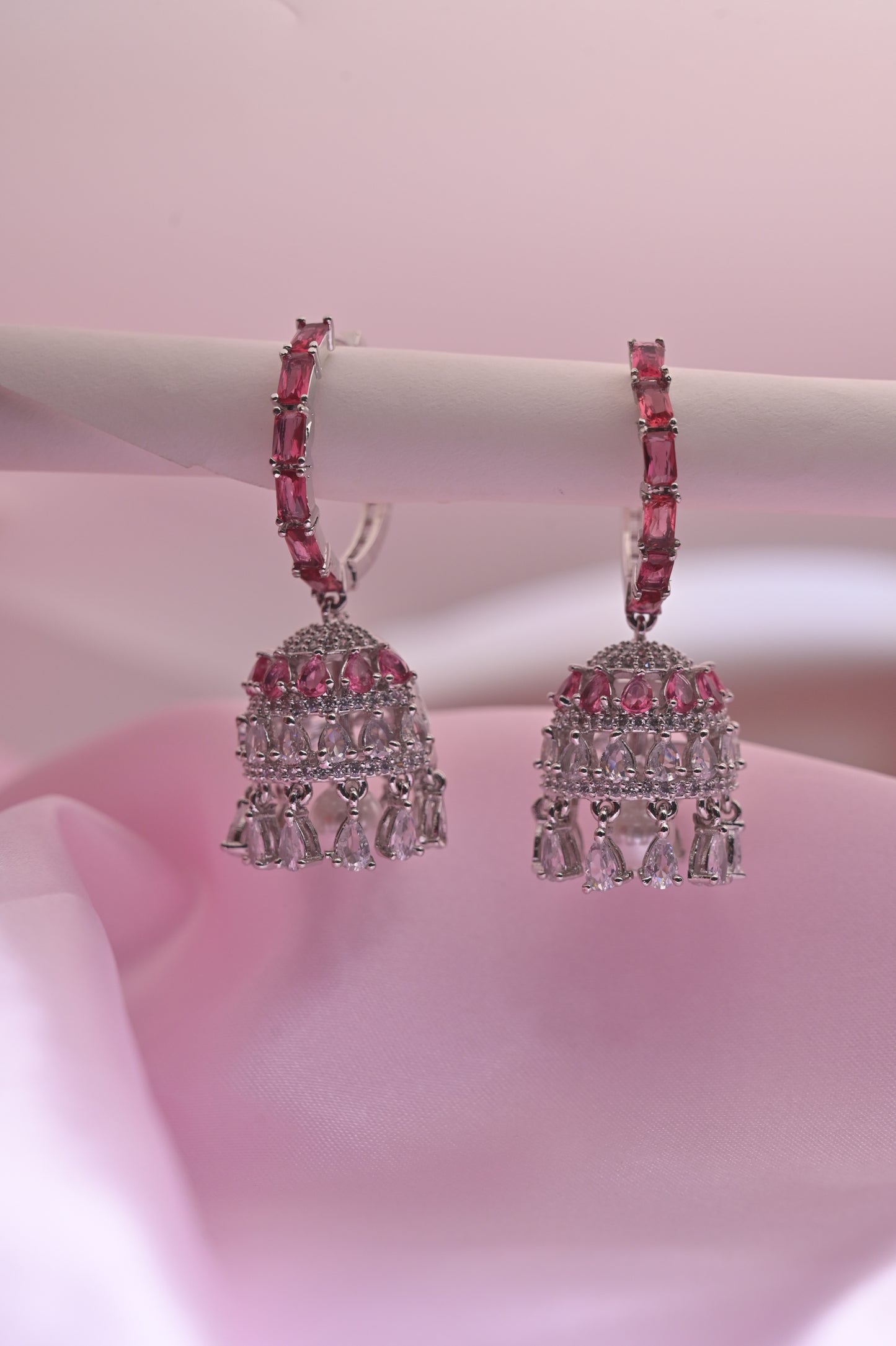 Pink Stone Jhumki