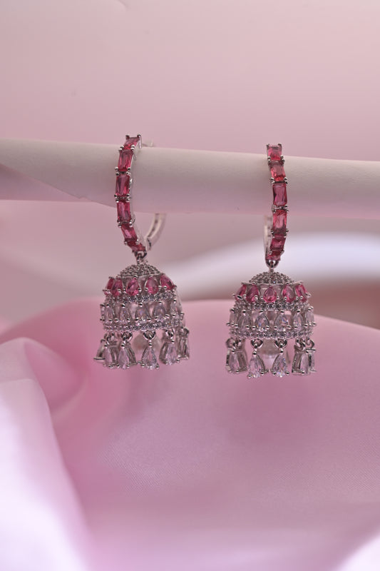 Pink Stone Jhumki