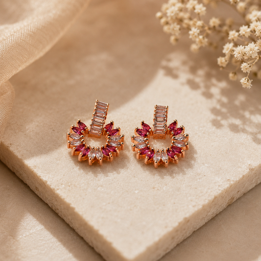 Dewleaf Circle Stud Earrings