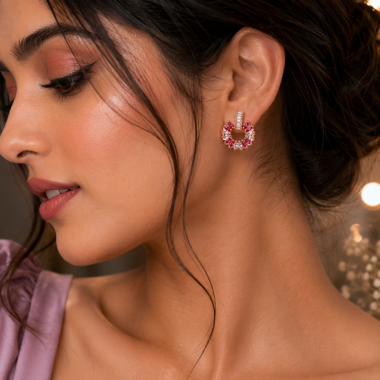 Dewleaf Circle Stud Earrings