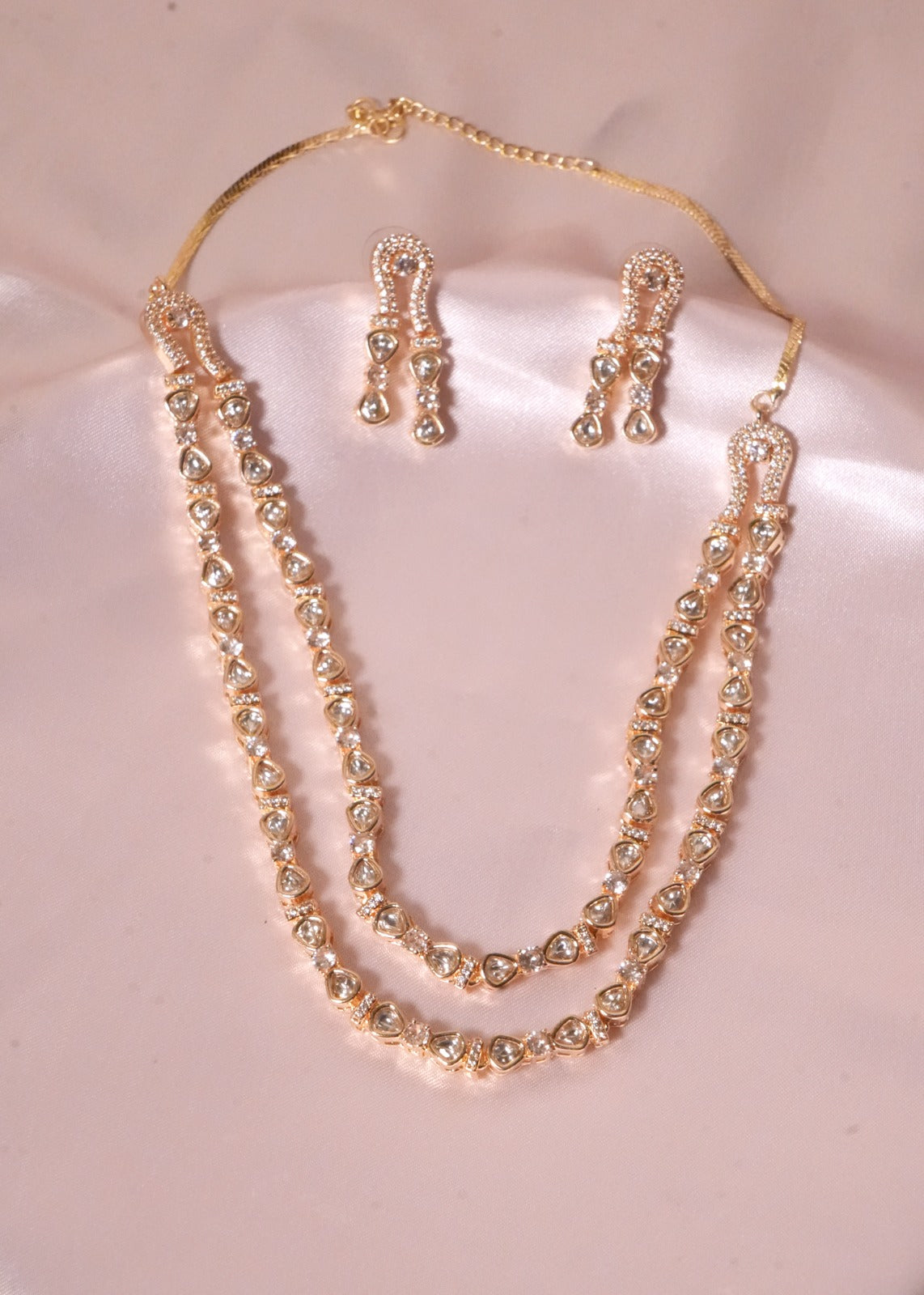 Glamnaari Double layered kundan necklace set
