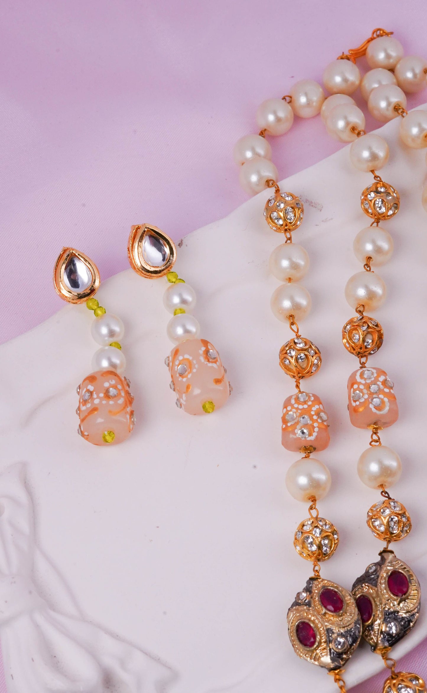 Double line Shell Kundan Bead Mala