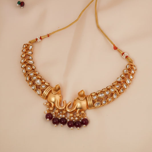 Elephant Kundan Necklace
