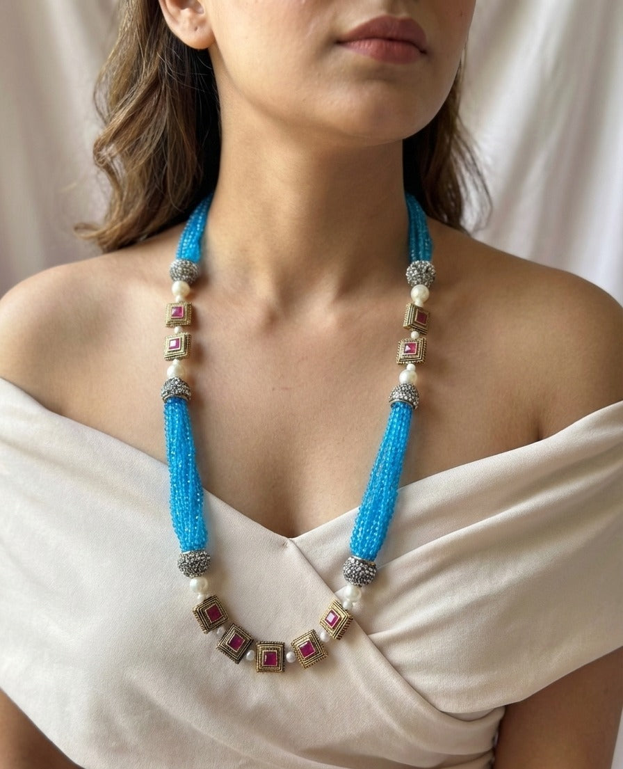 Firozi Seed bead mala glamnaari