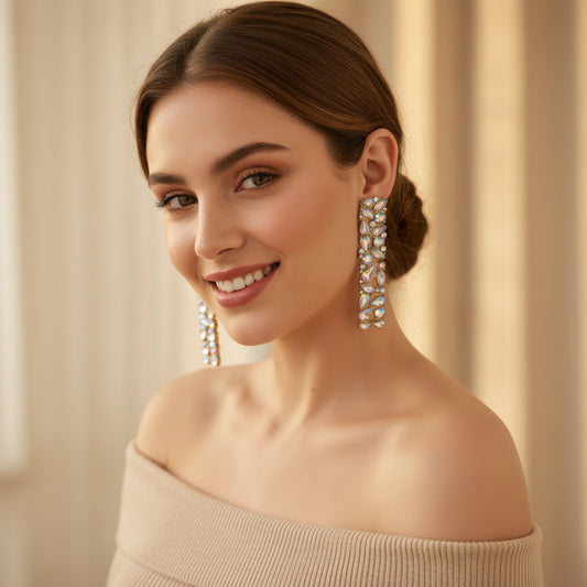 Celestia Crystal Bar Stud Earrings
