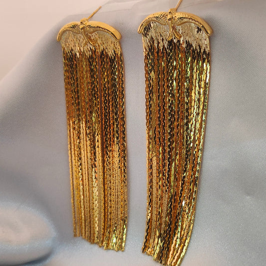 Golden Cascade Tassel Earrings