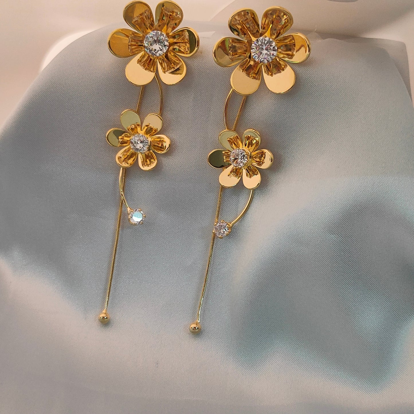 Golden Bloom Drop Earrings
