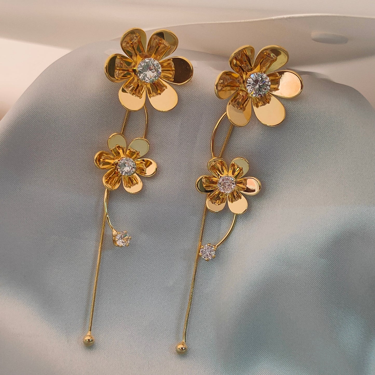 Golden Bloom Drop Earrings