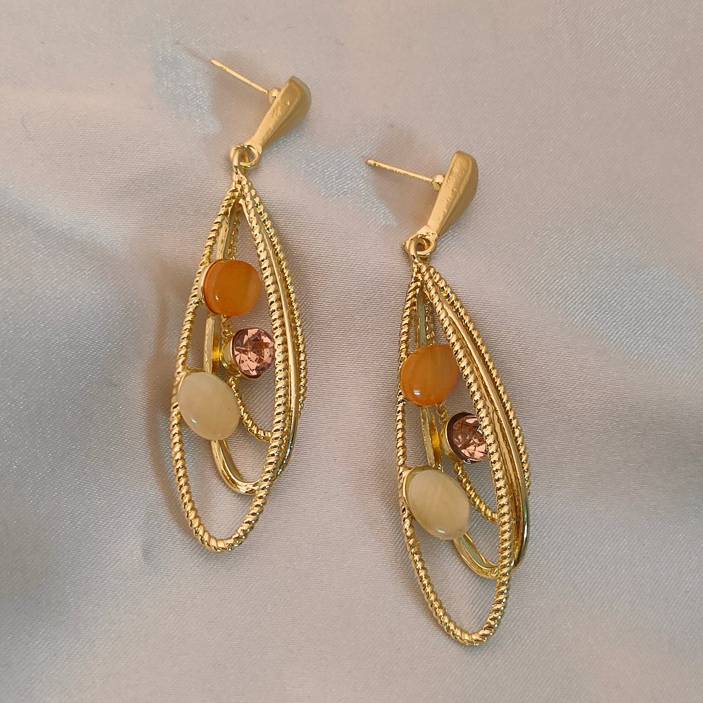 Golden Ember Oval Earrings