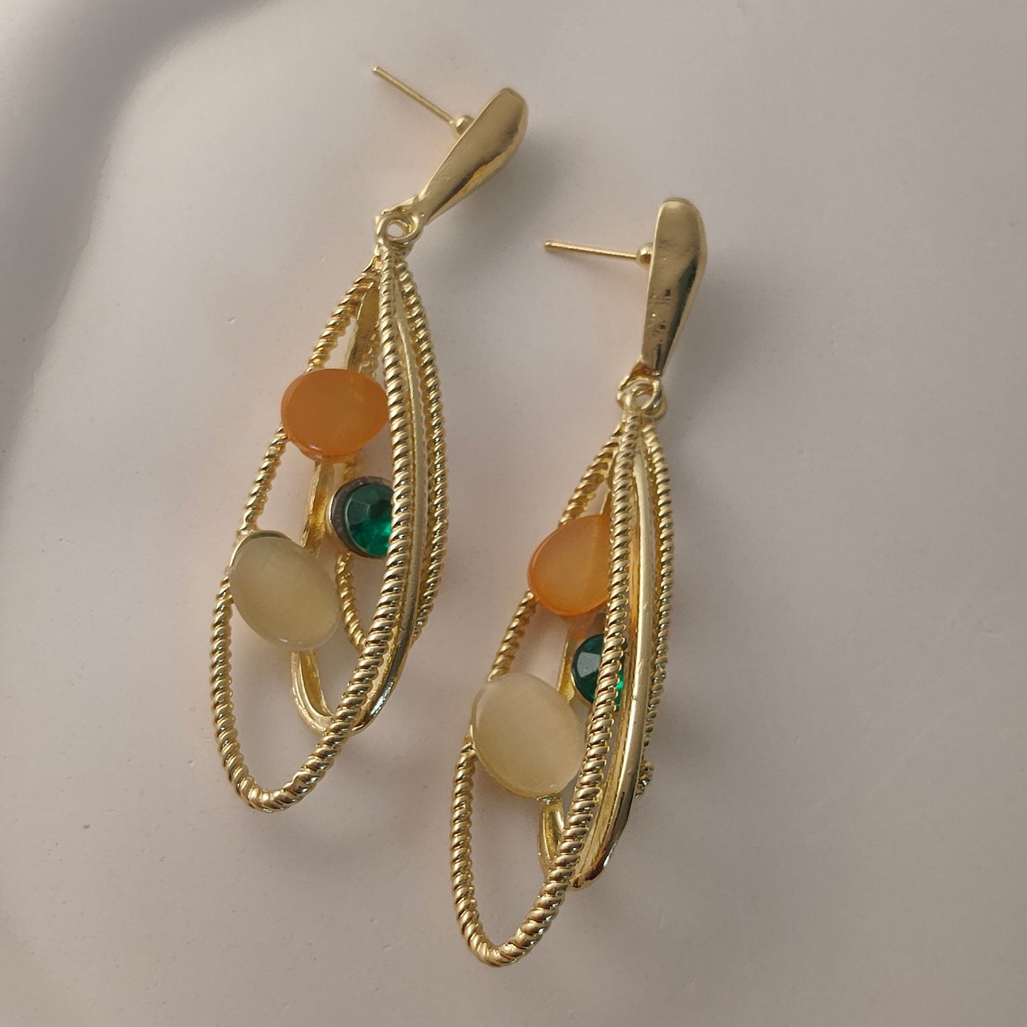 Golden Ember Oval Earrings