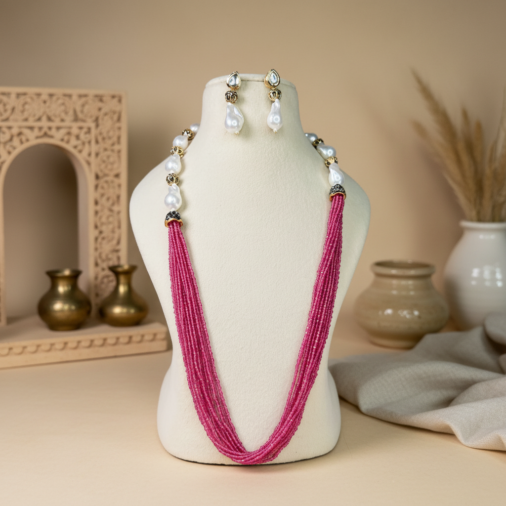 Pink Beads Multi-Layered Mala