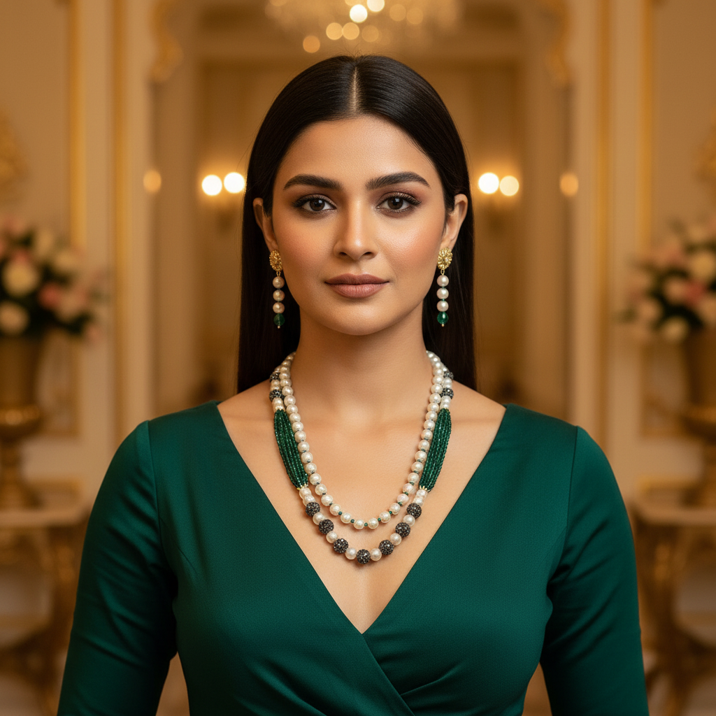 Green Pearl Double Layered Set
