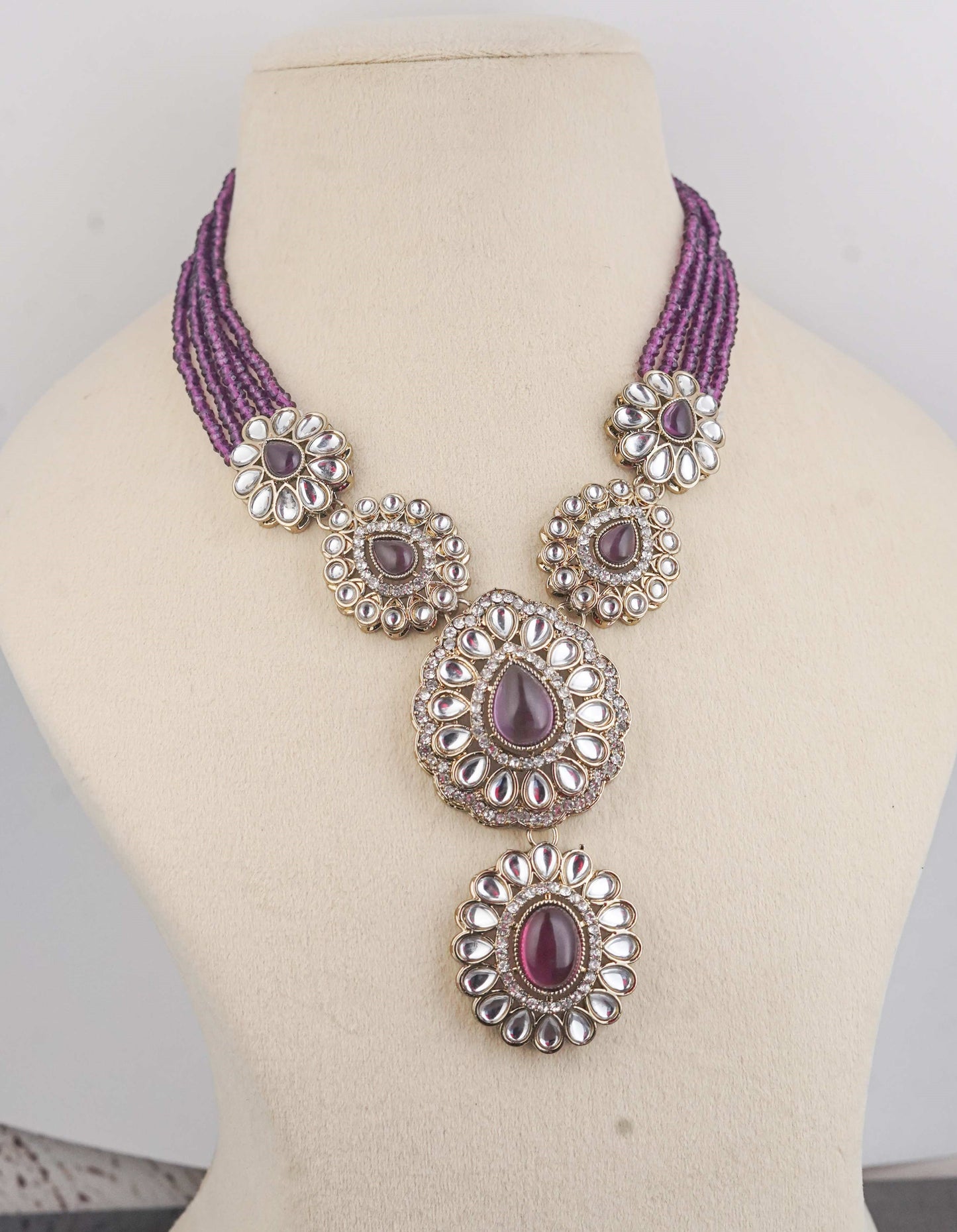 Lilac Double pendant Necklace Set