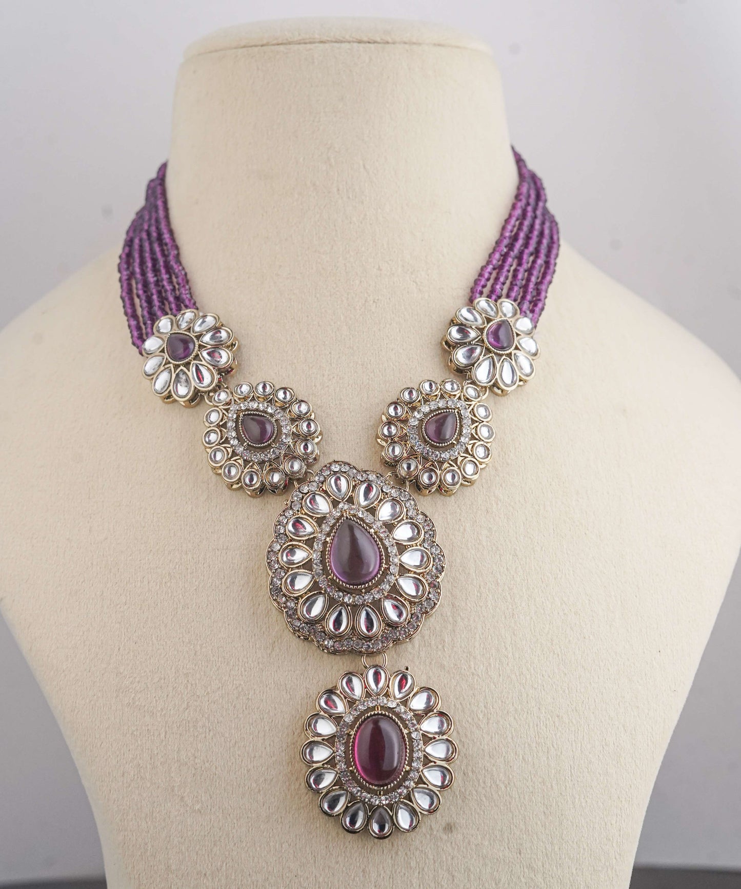 Lilac Double pendant Necklace Set