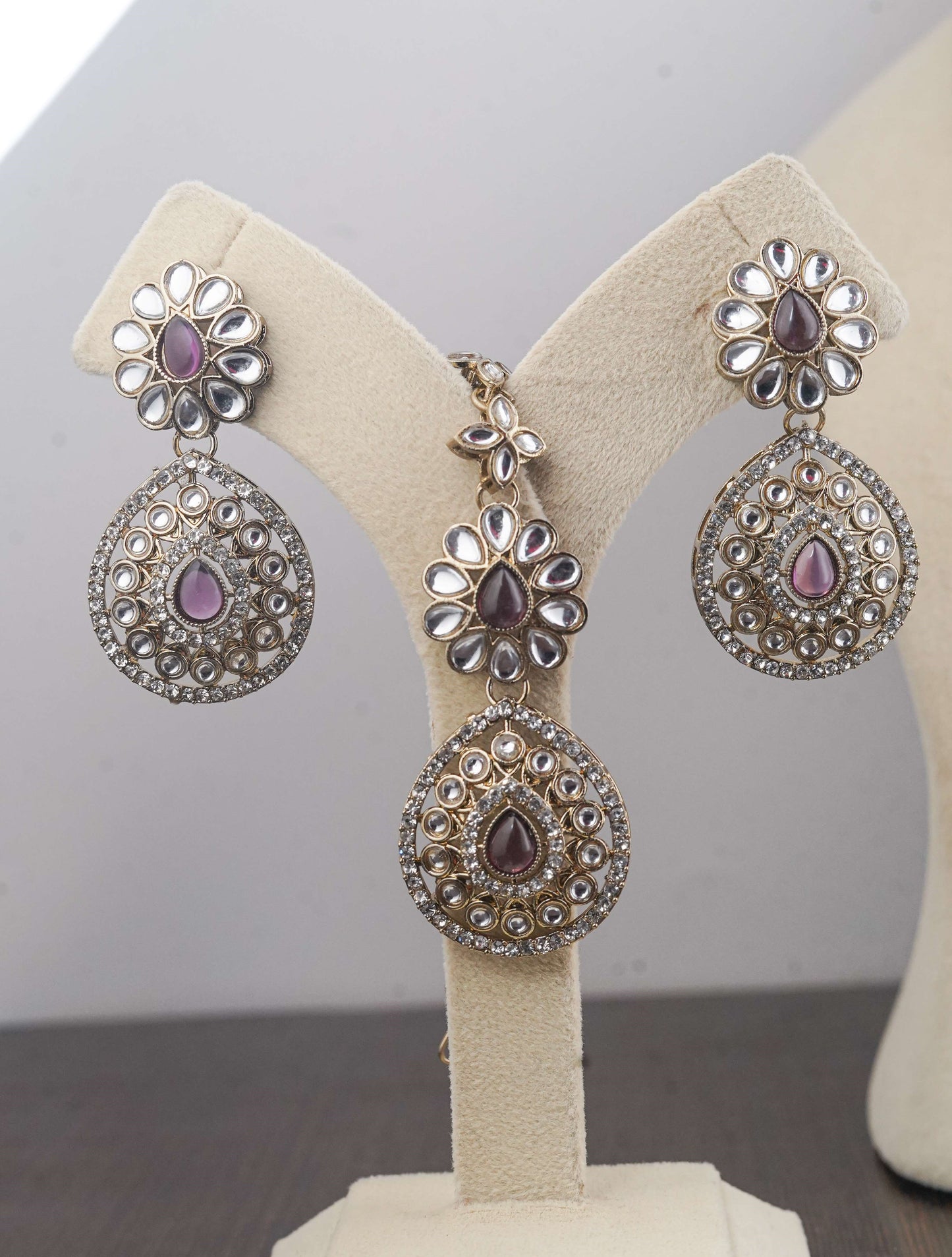 Lilac Double pendant Necklace Set