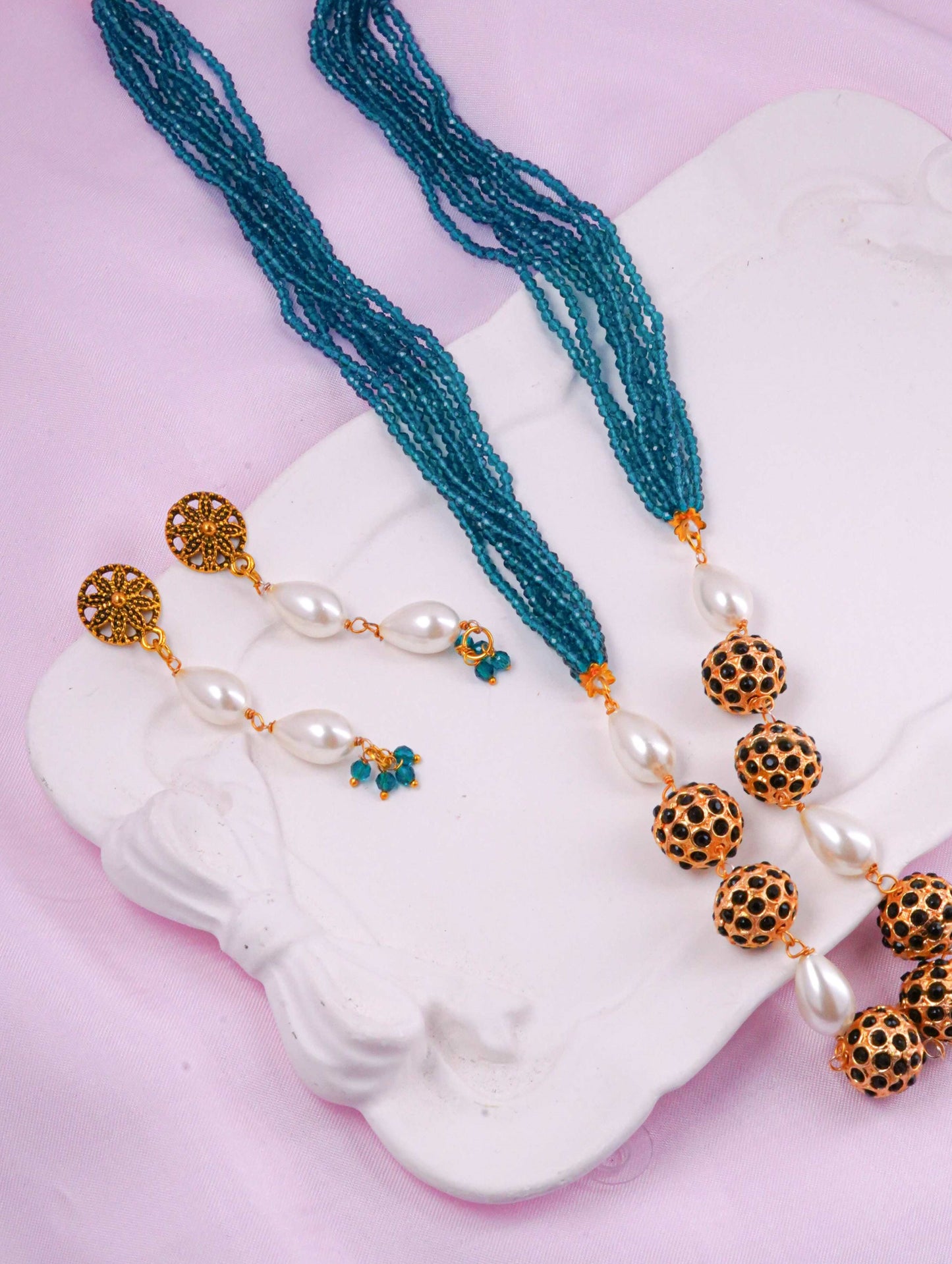 Meenakari Bead Sea Green Mala