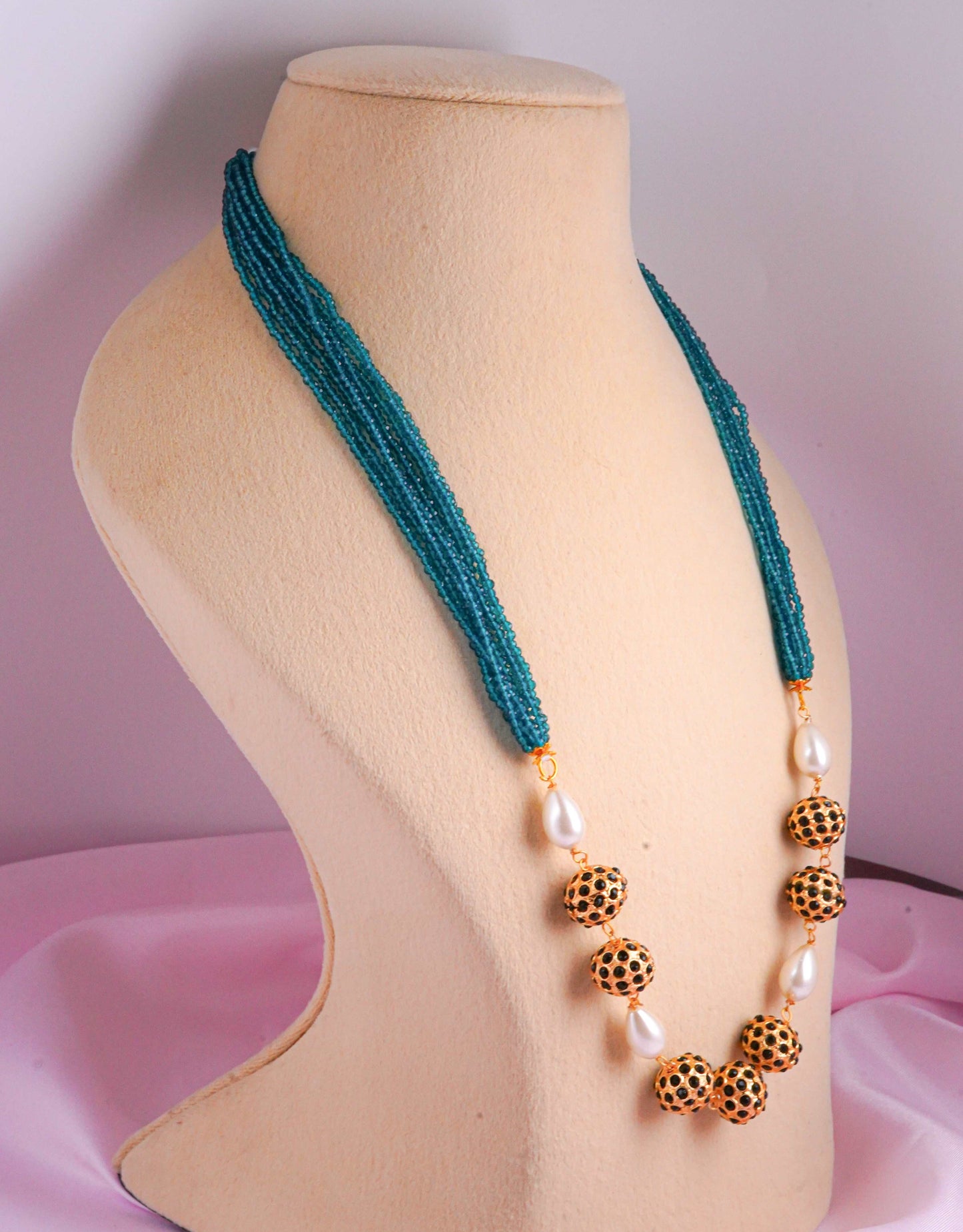 Meenakari Bead Sea Green Mala