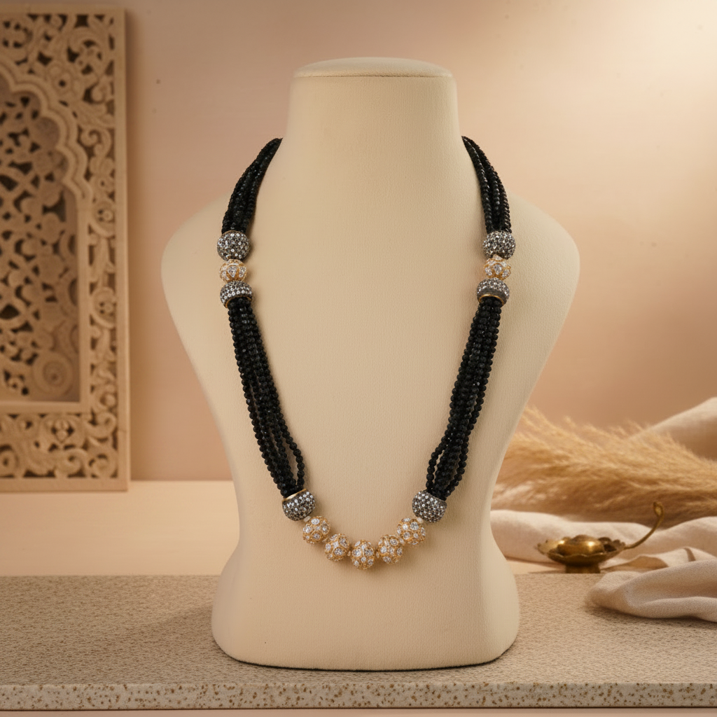 Meenakari bead ball mala black