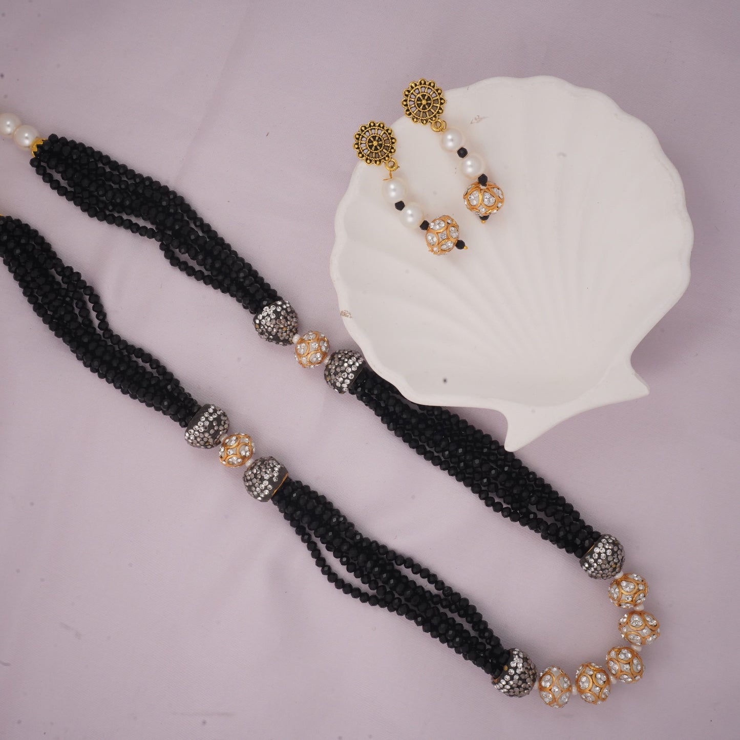 Meenakari bead ball mala black