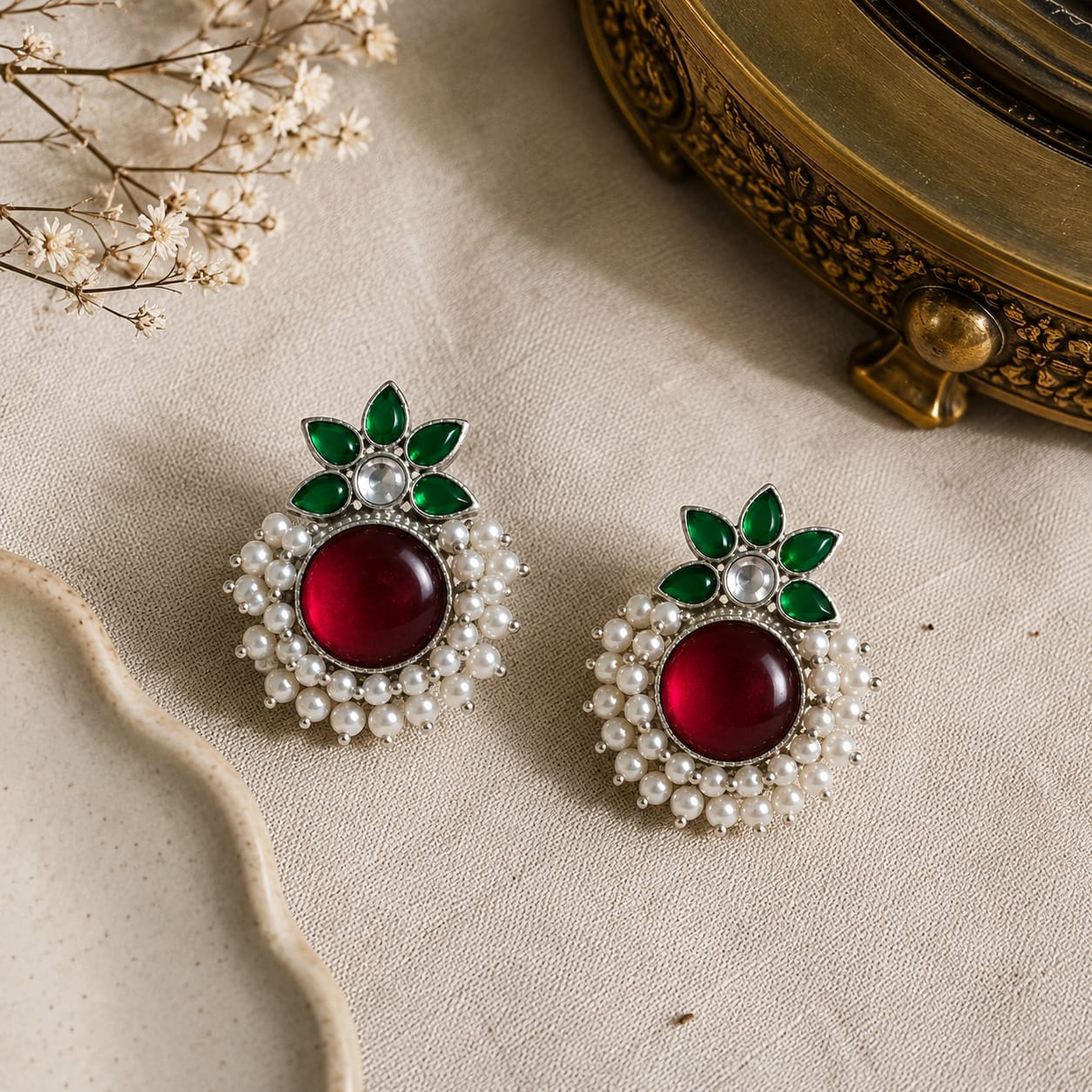 Merlot Kundan Studs