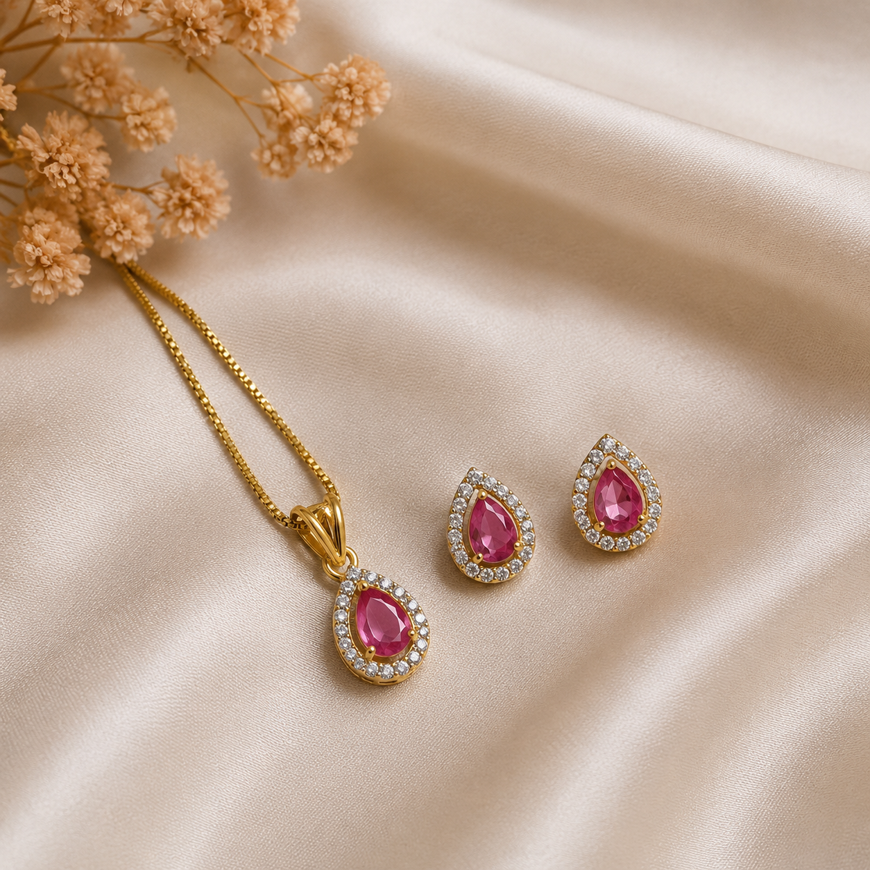 Pink Elara Pendant Set