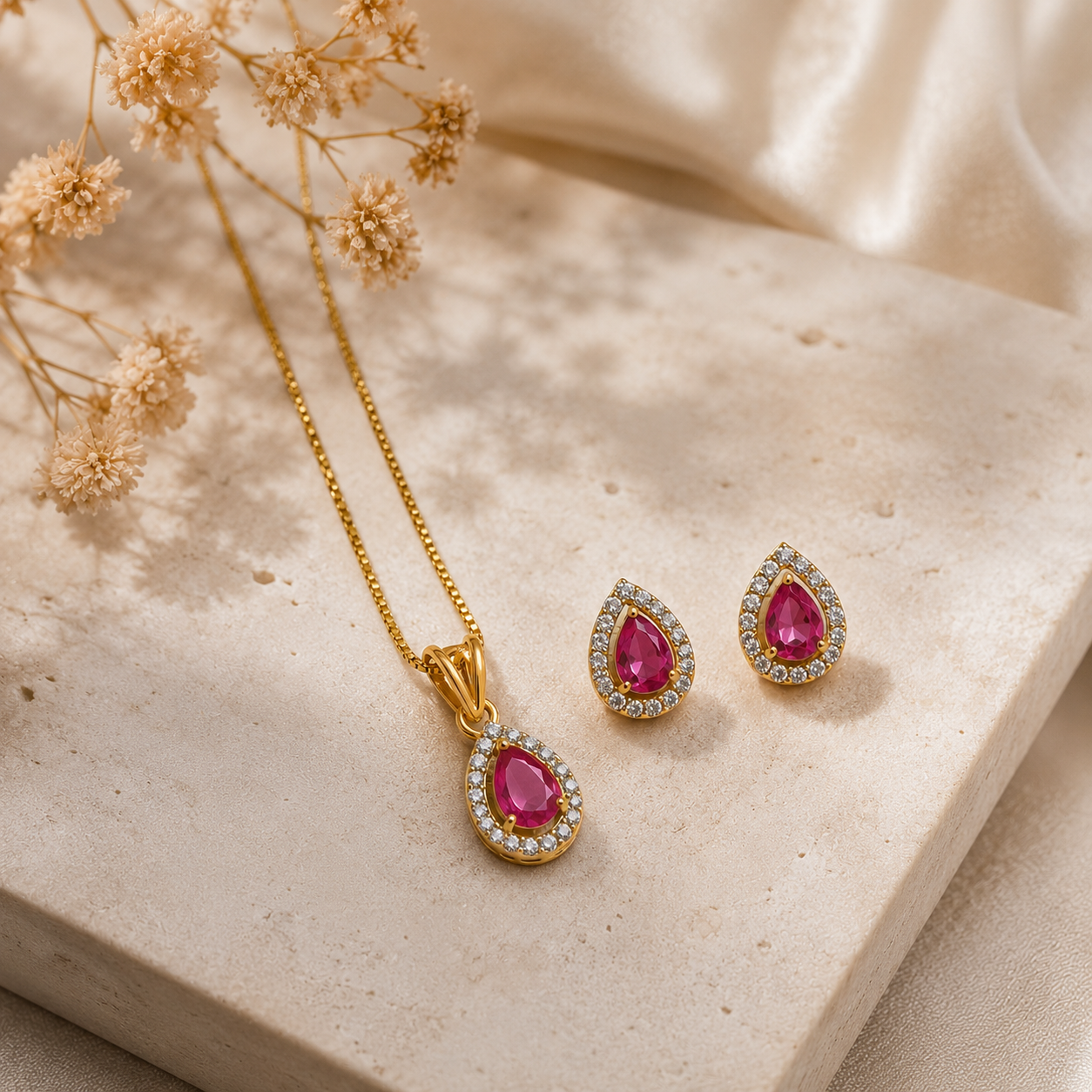 Pink Elara Pendant Set