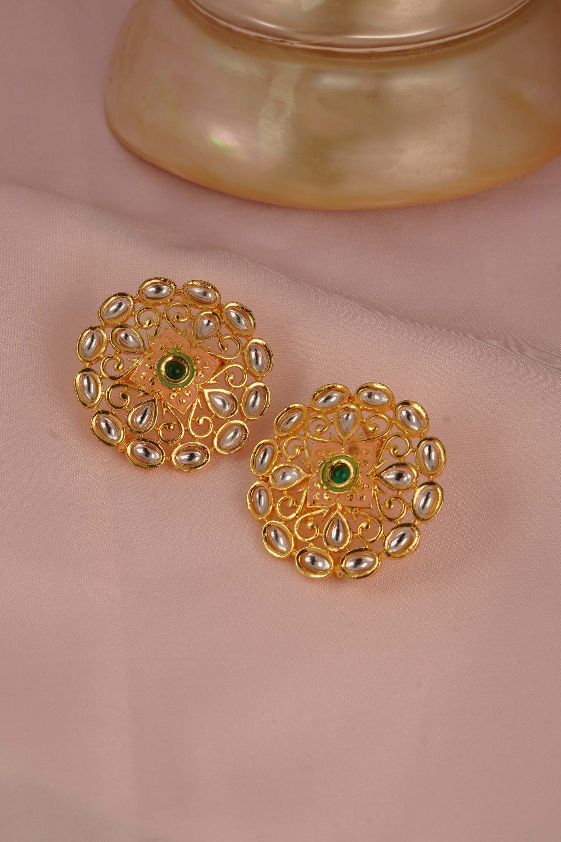 Polki kundan Stud earring| Glamnaari