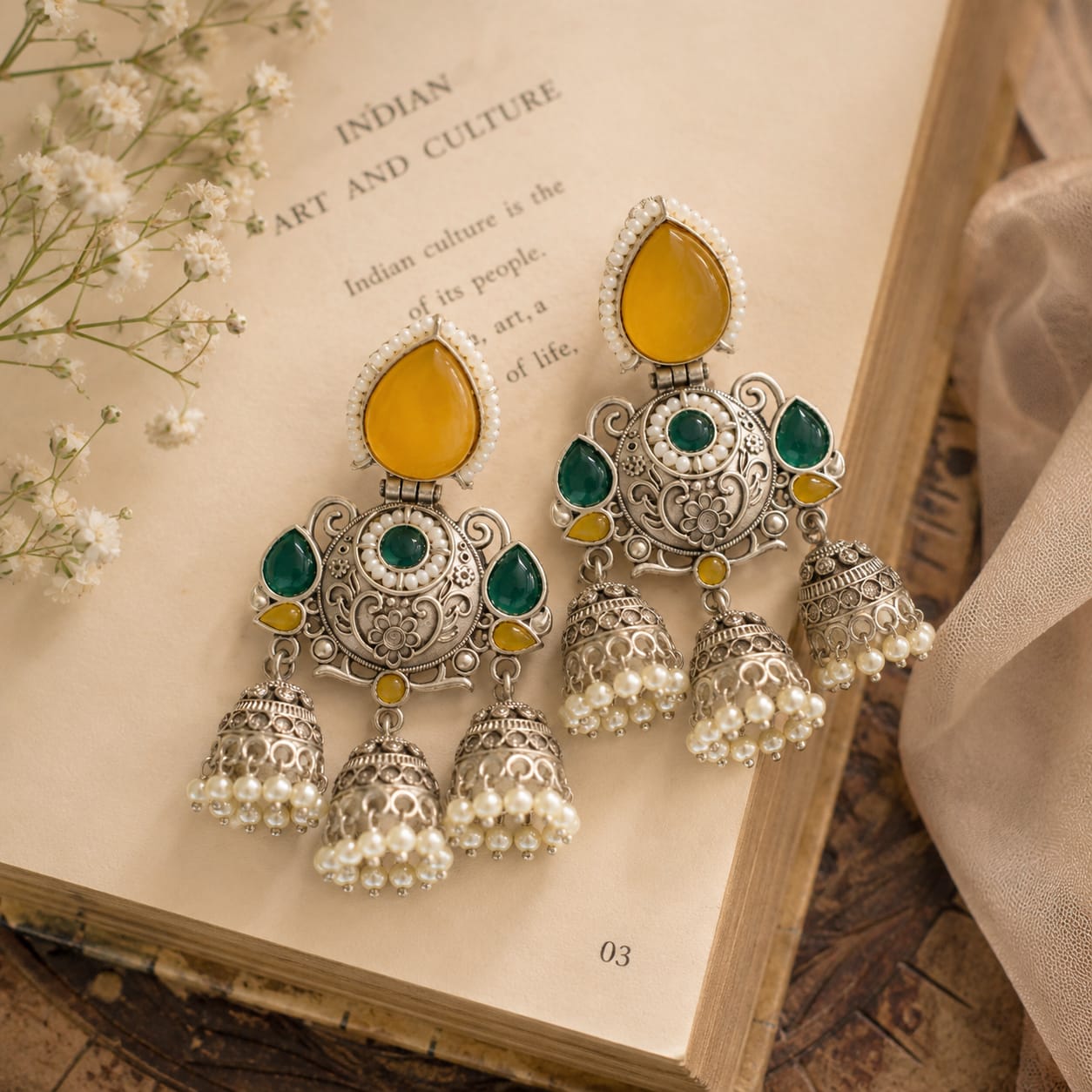 Prakriti Yellow Silver Jhmuki