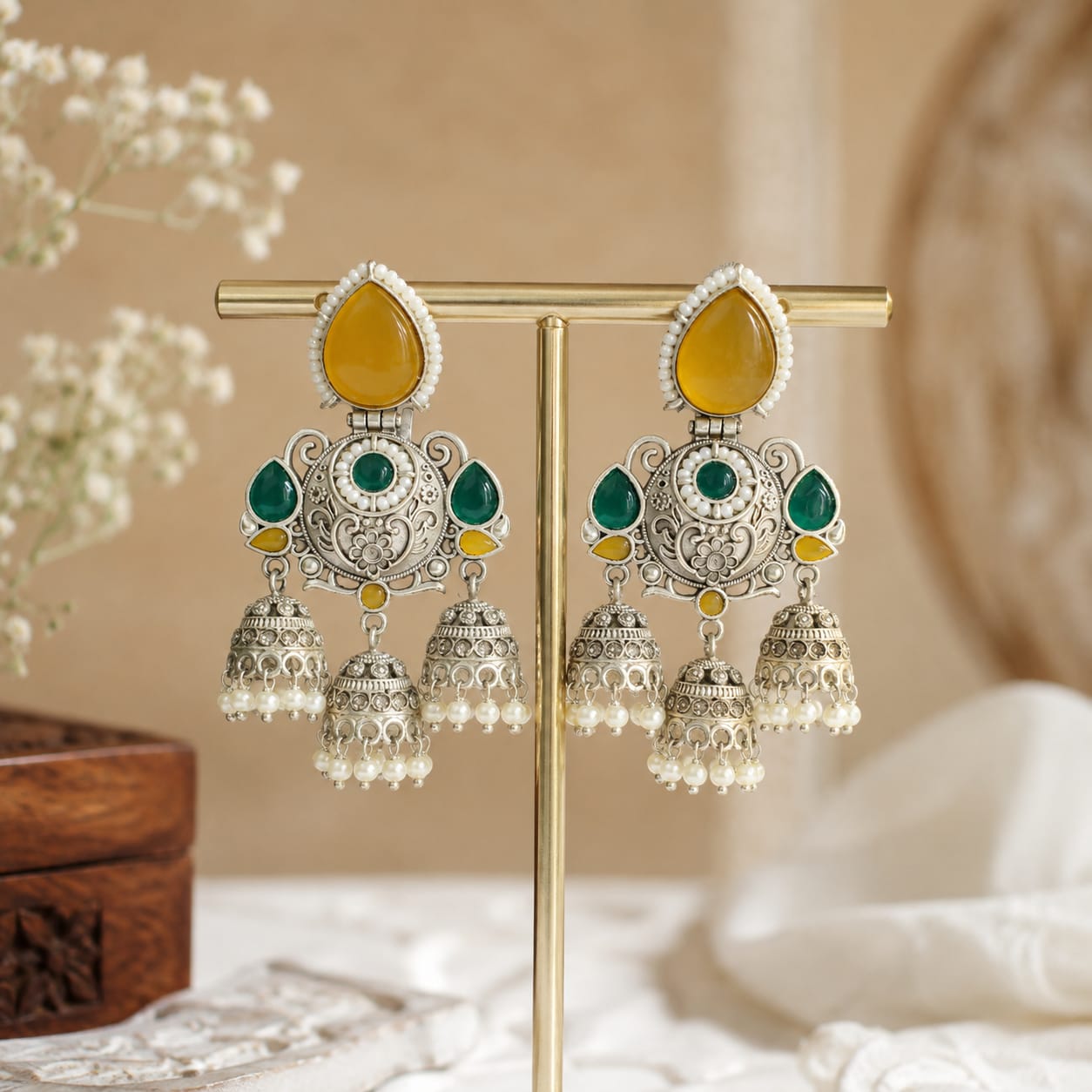 Prakriti Yellow Silver Jhmuki
