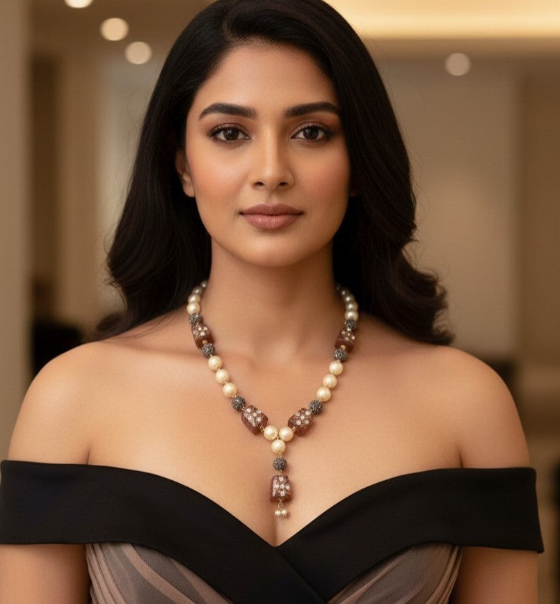 Qudra Brown Meenakari Mala