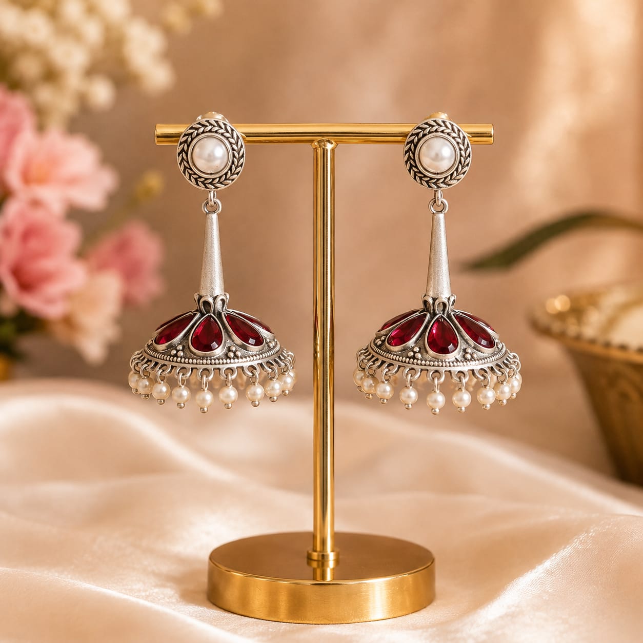 Rouge Silver Jhumki