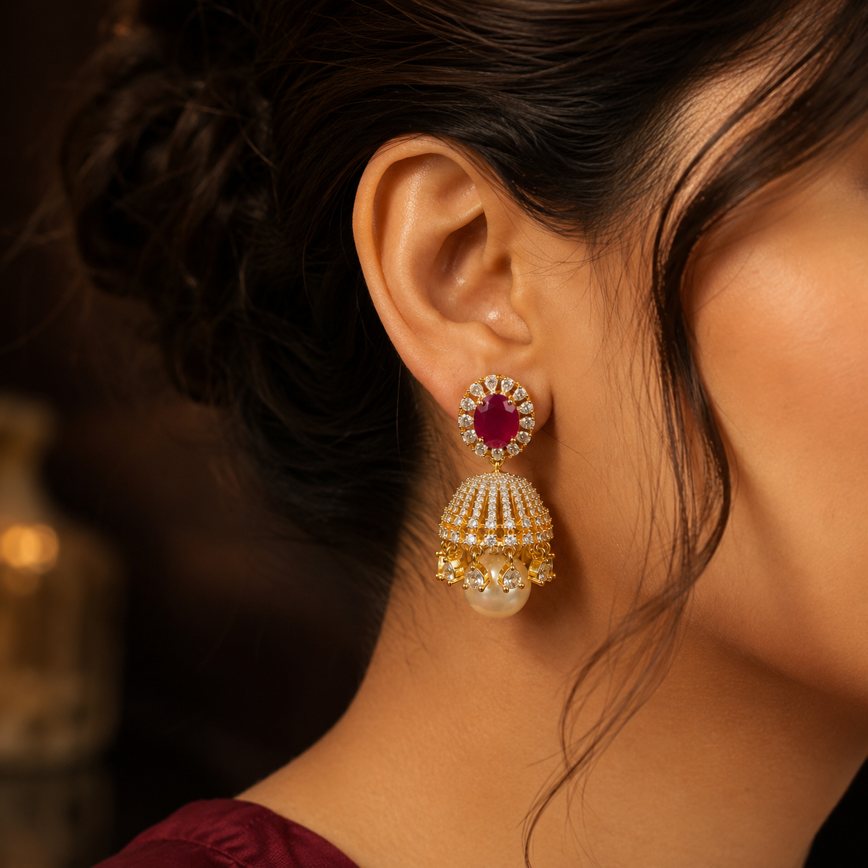 Ruby Pearl Ad Jhumki