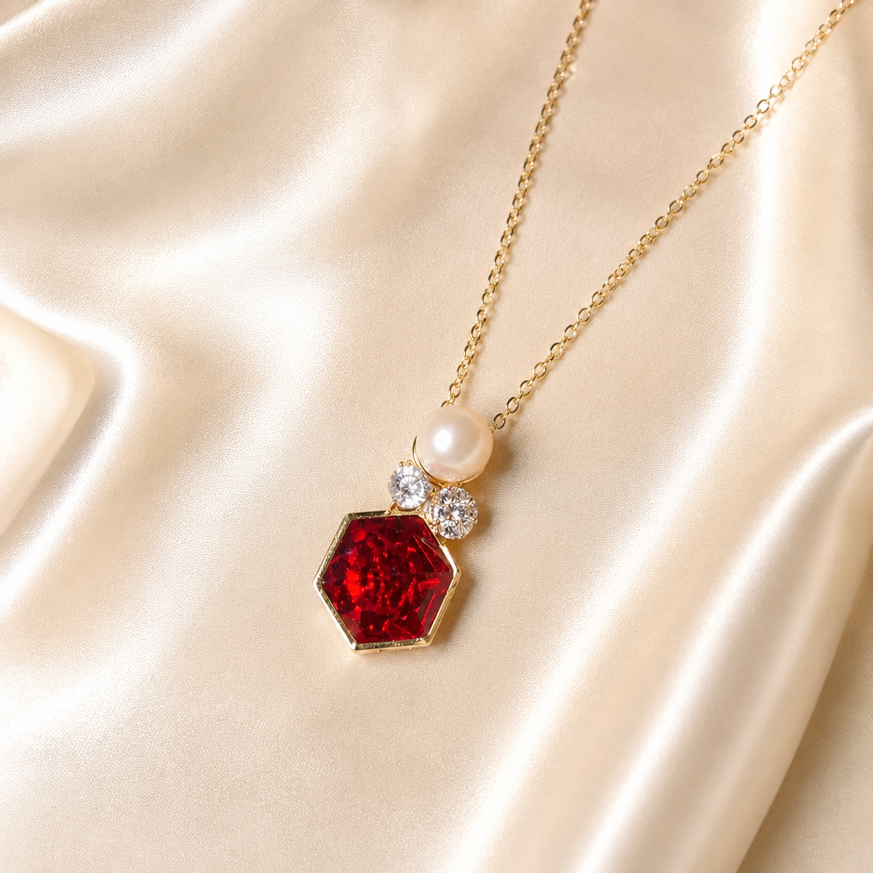 Ruby Pearl Gleam Pendant