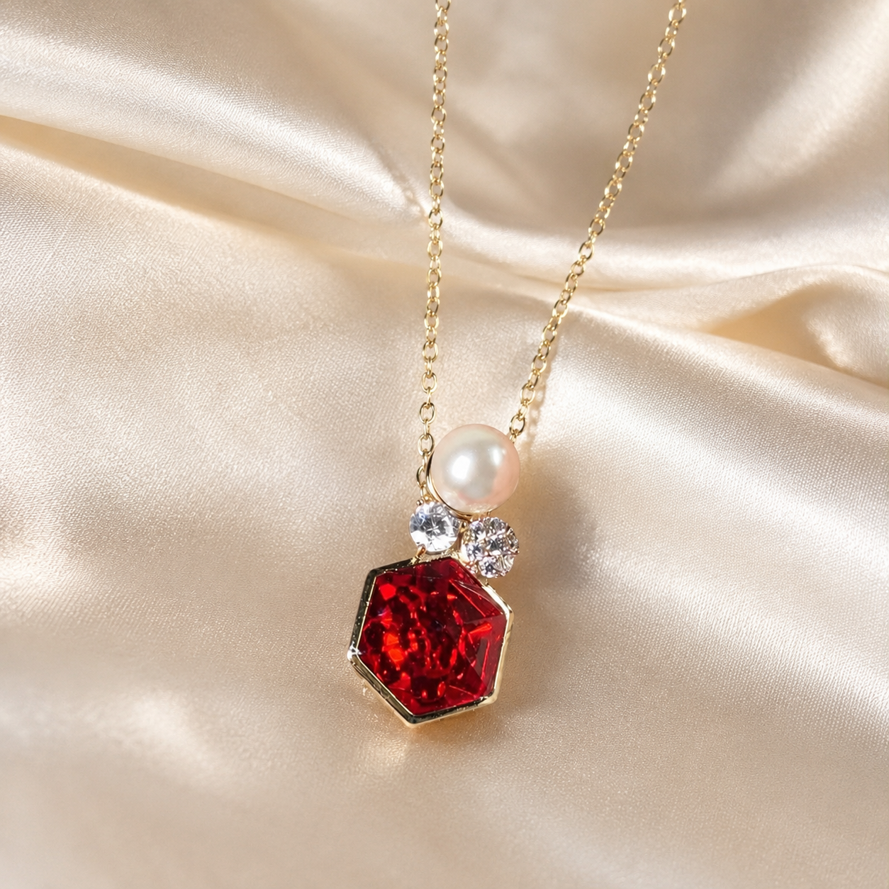 Ruby Pearl Gleam Pendant