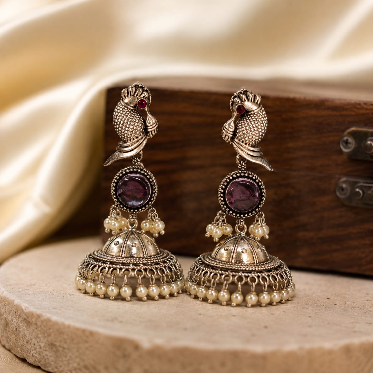 Silver Bird Jhumki