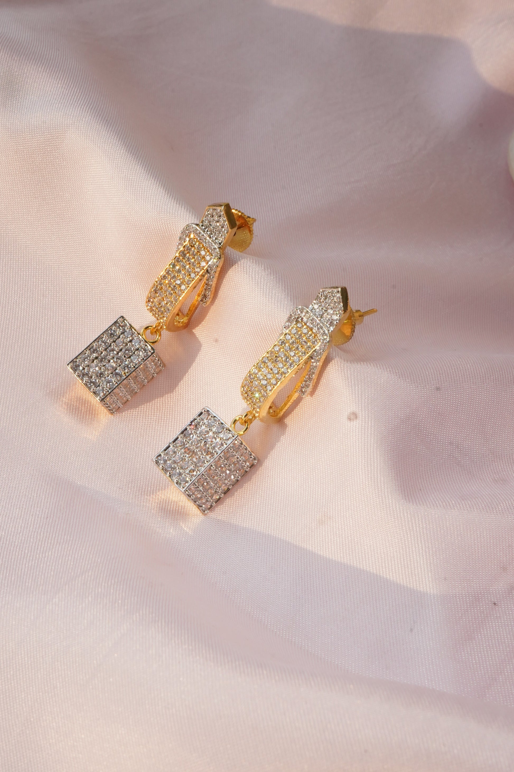 American Diamond Stylish Earrings, Glamnaari
