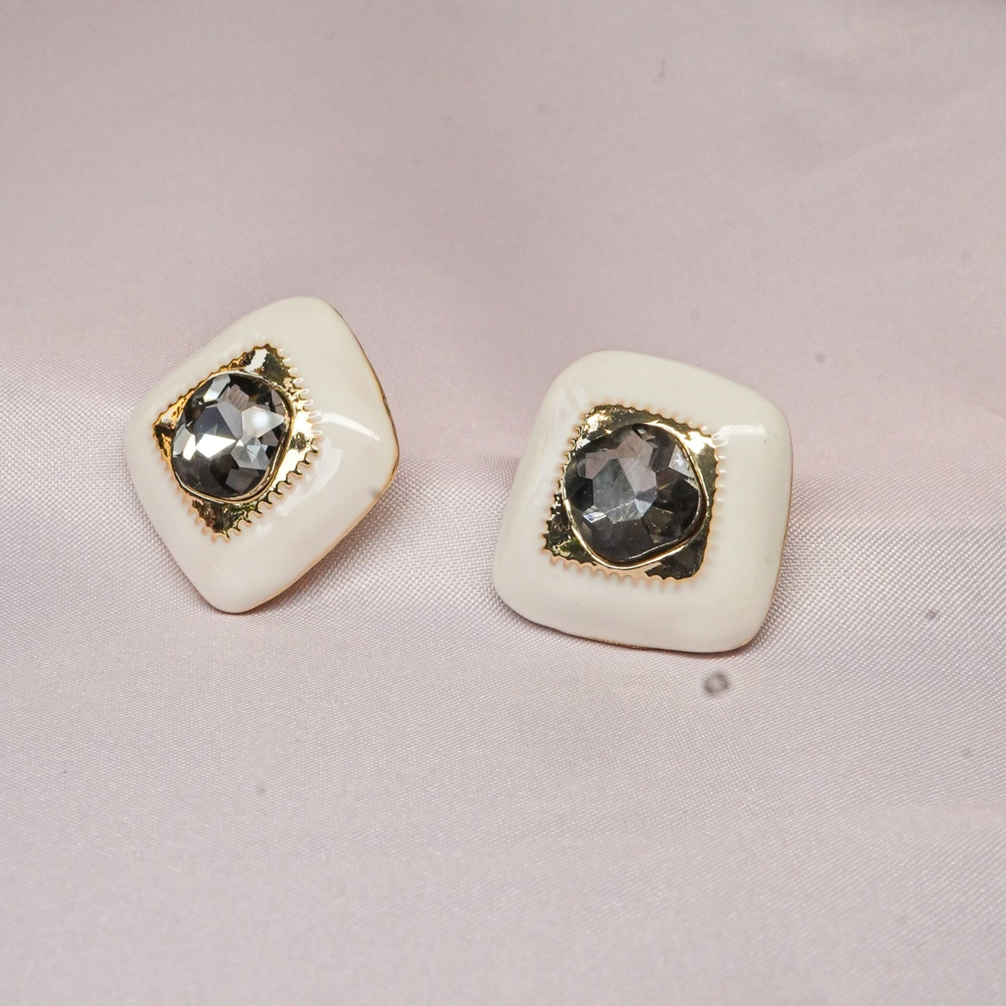 Square Crown Stud Earrings for women