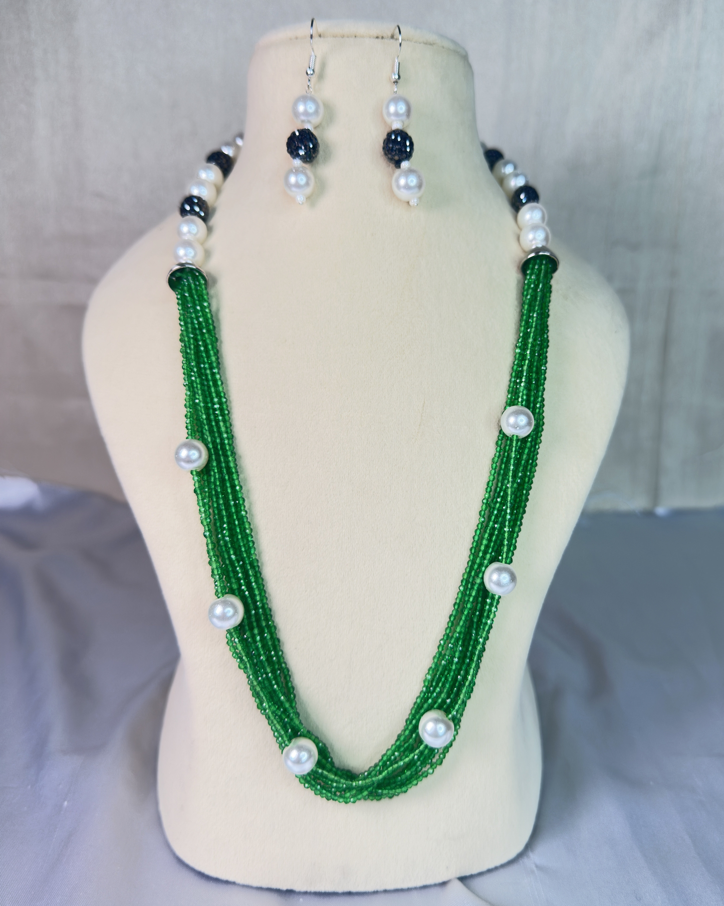Green Beads Multi-Layered Mala