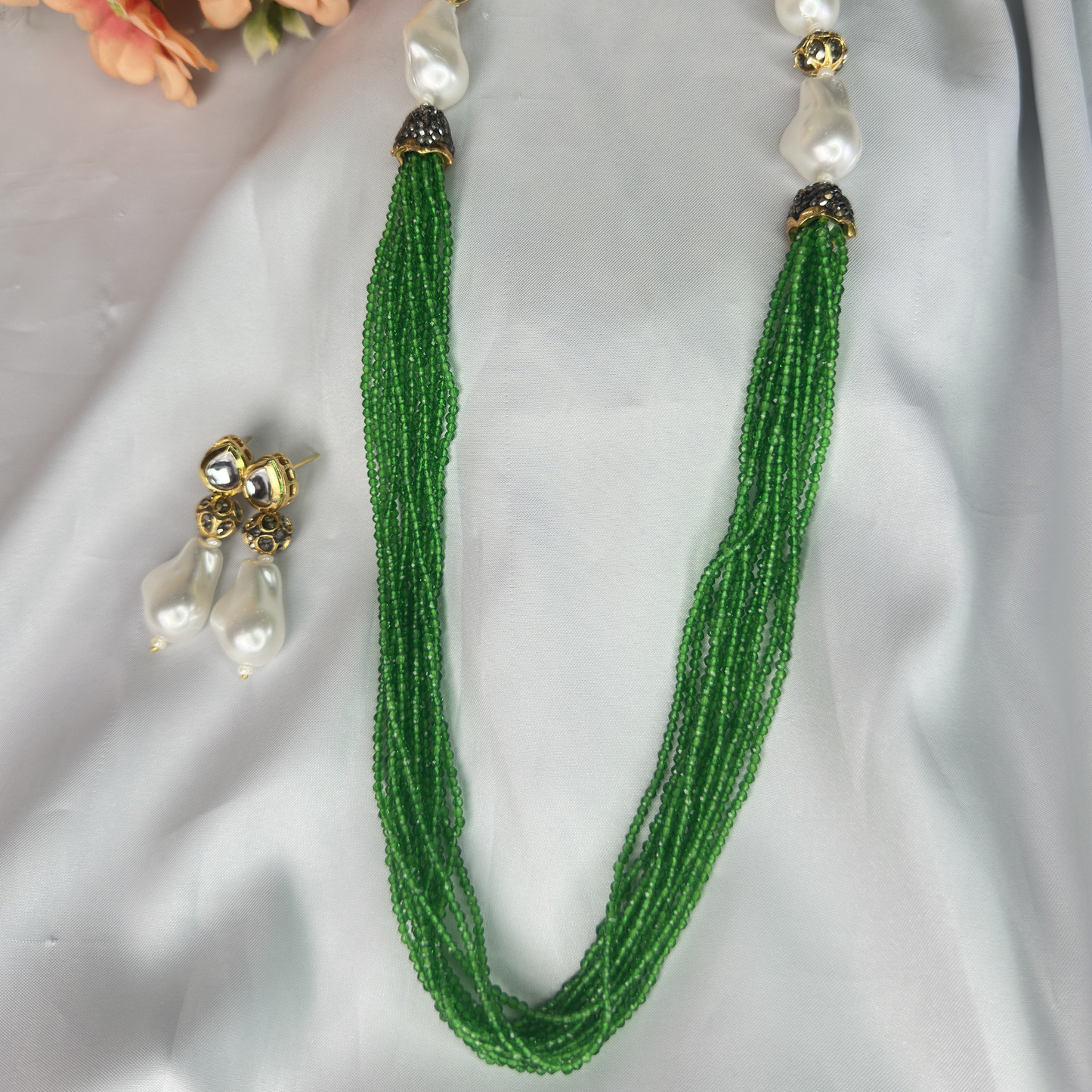 Green Seed Beads Multi-Layered Mala