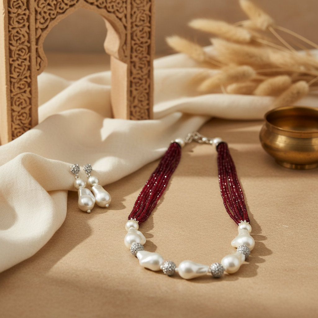 Maroon Seed Bead Mala