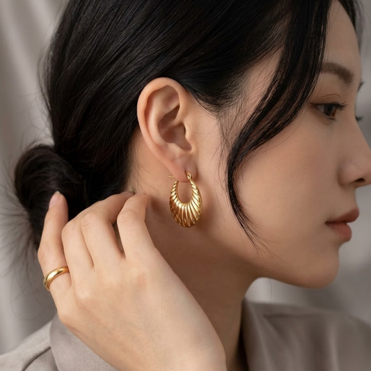 Golden Shell Hoops