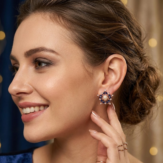 Starry Pearl Stud Earrings