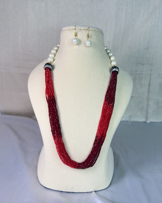 Red Seed Beads Multi-Layered Mala