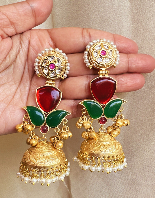 Kashmiri Kundan Jhumka Earrings