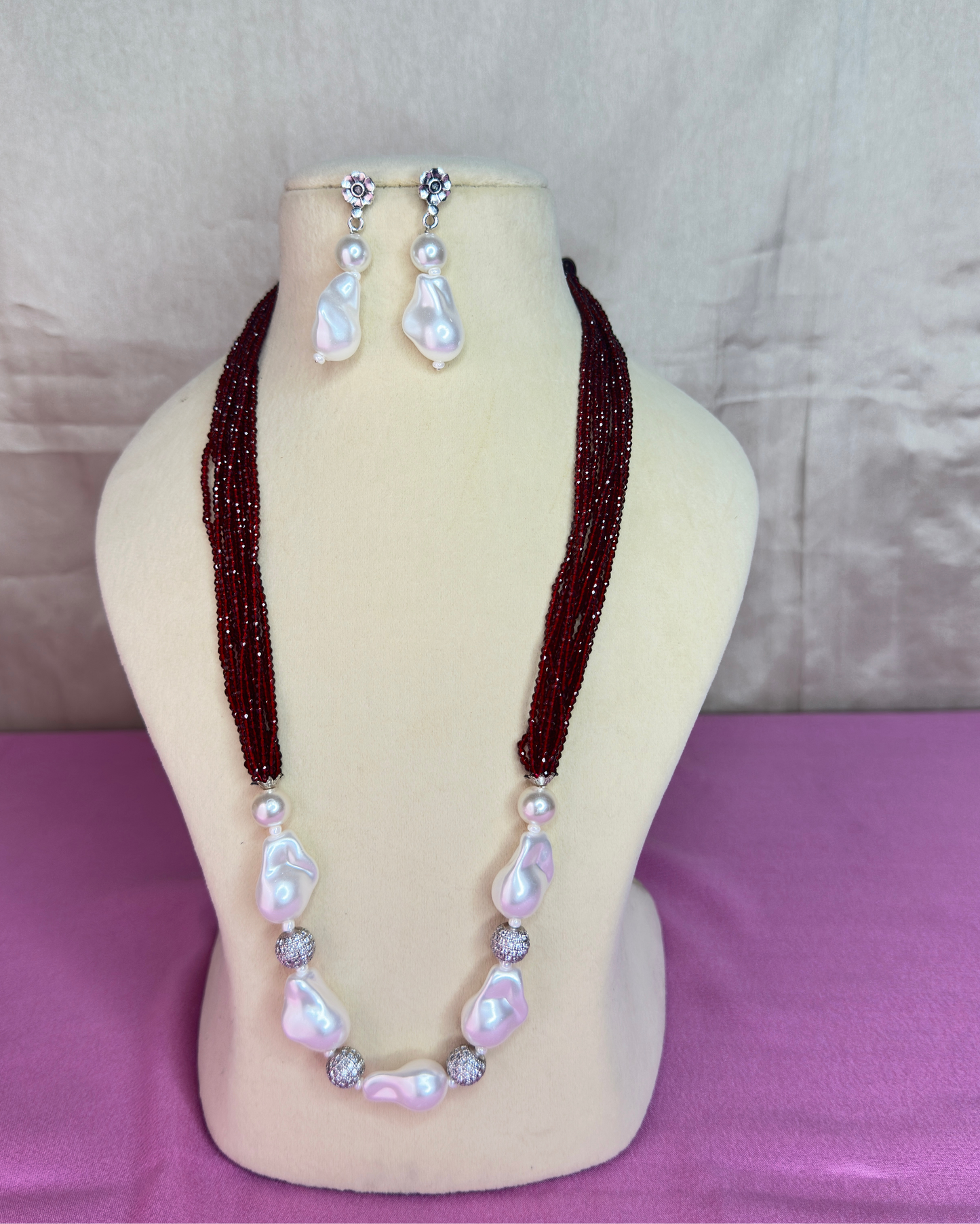 Maroon Seed Bead Mala