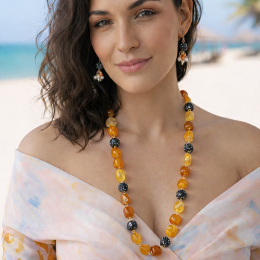 Amber Glow Beaded Mala