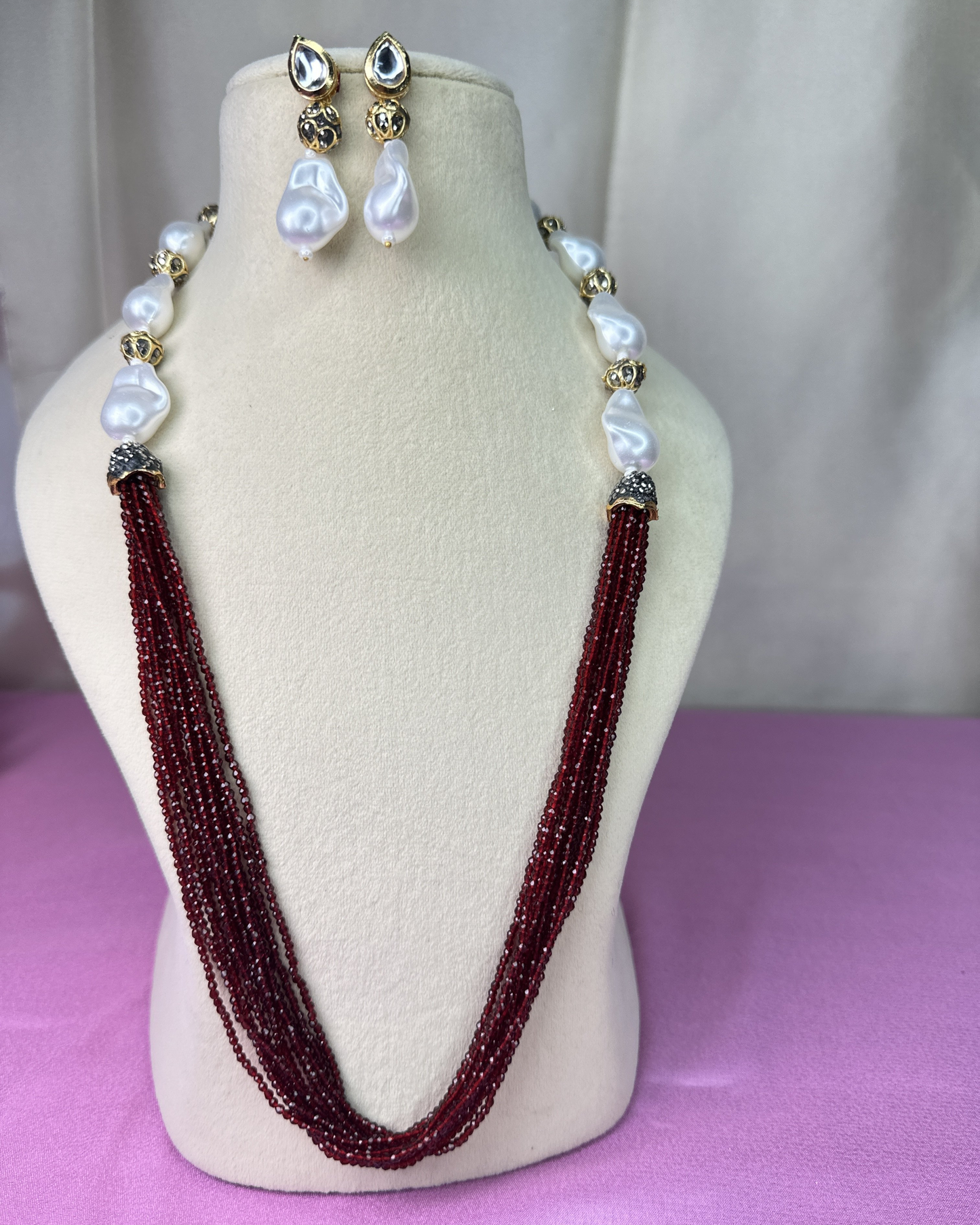 Maroon Seed Beads Multi-Layered Mala