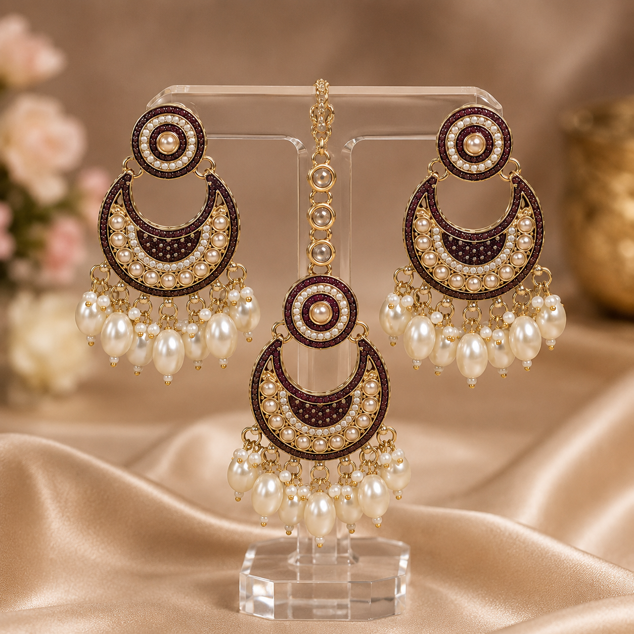 Vintage Wine Choker – Kundan Pearl Necklace Jewellery