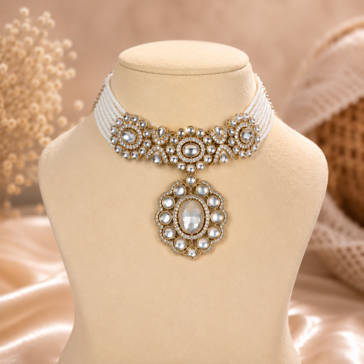 Silver Kundan Choker