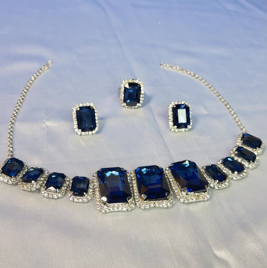 Korean Royal Blue Qudra Glass Stone Set
